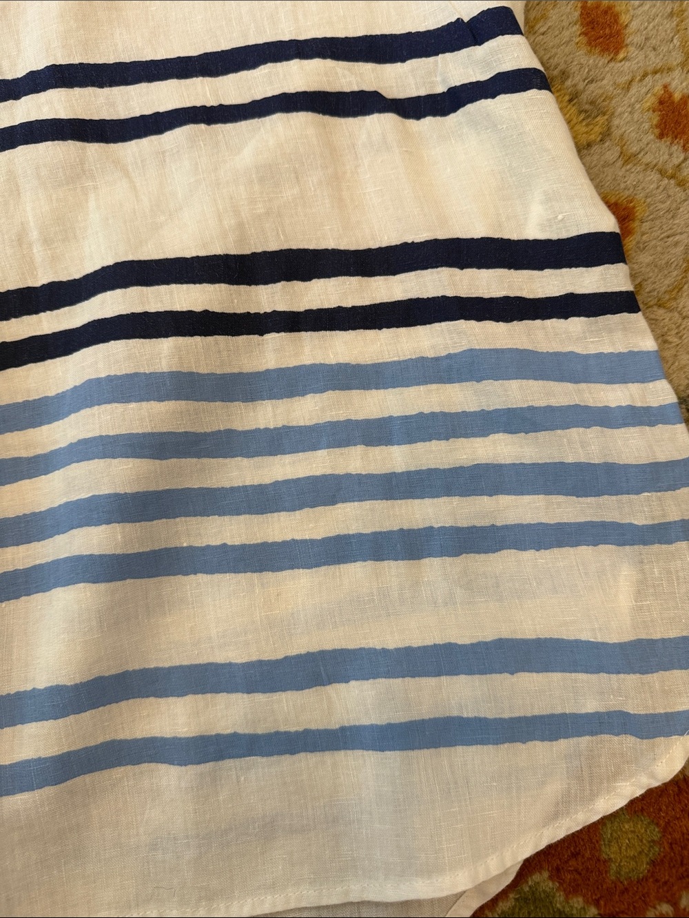 White & Blue Striped Button Cover Up - Picture 4 of 6